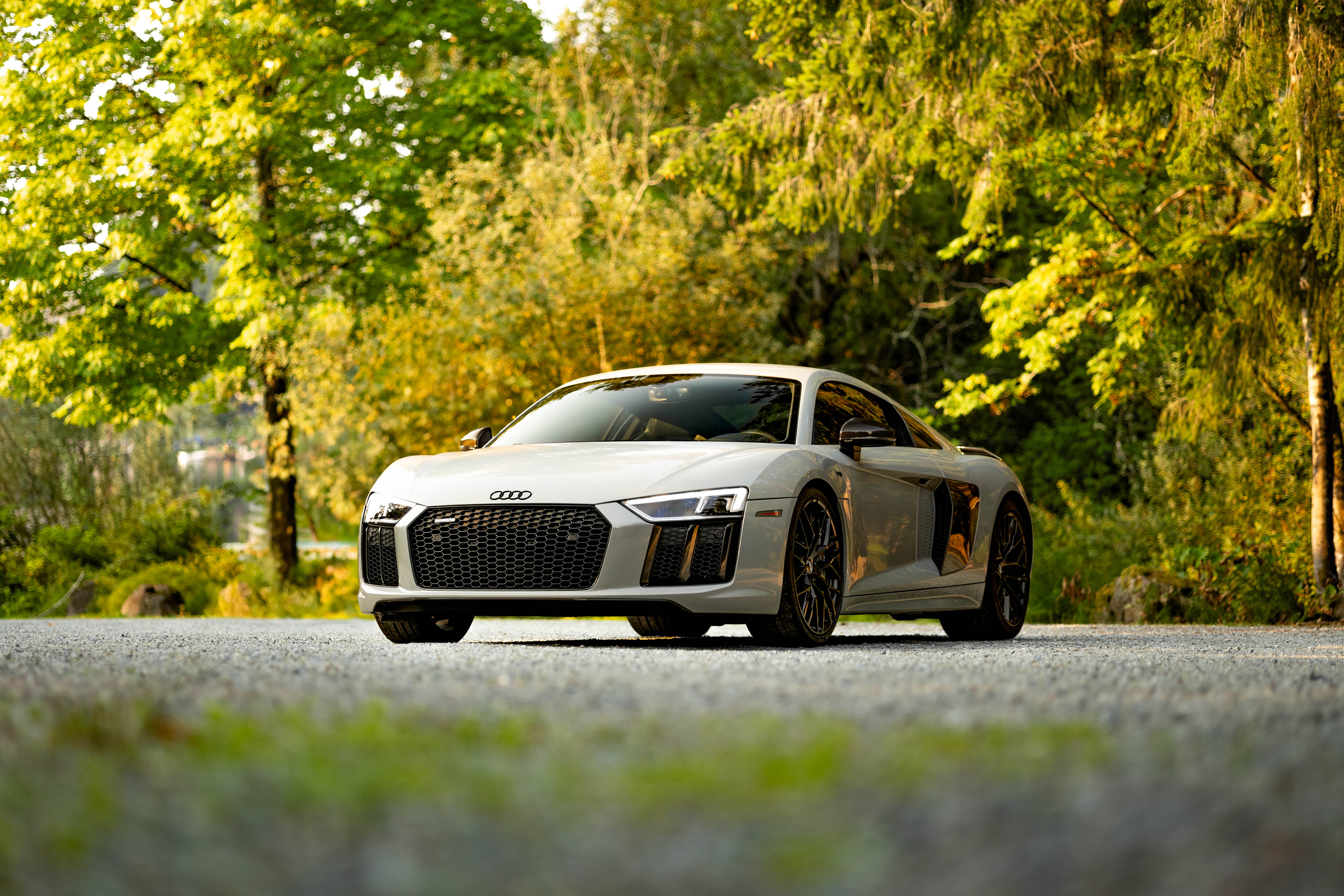 Silver Audi R8 in Inozetek wrap at golden hour