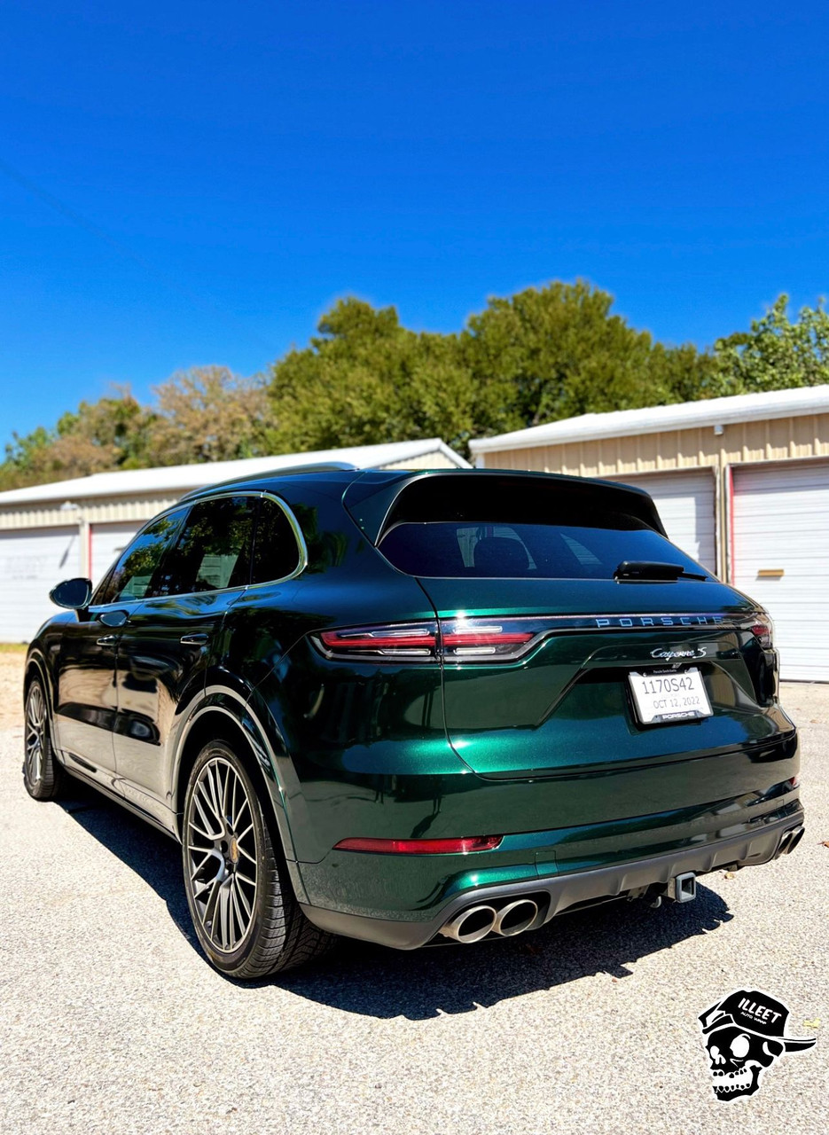 Porsche Macan in KPMF Green Black Iridescent wrap
