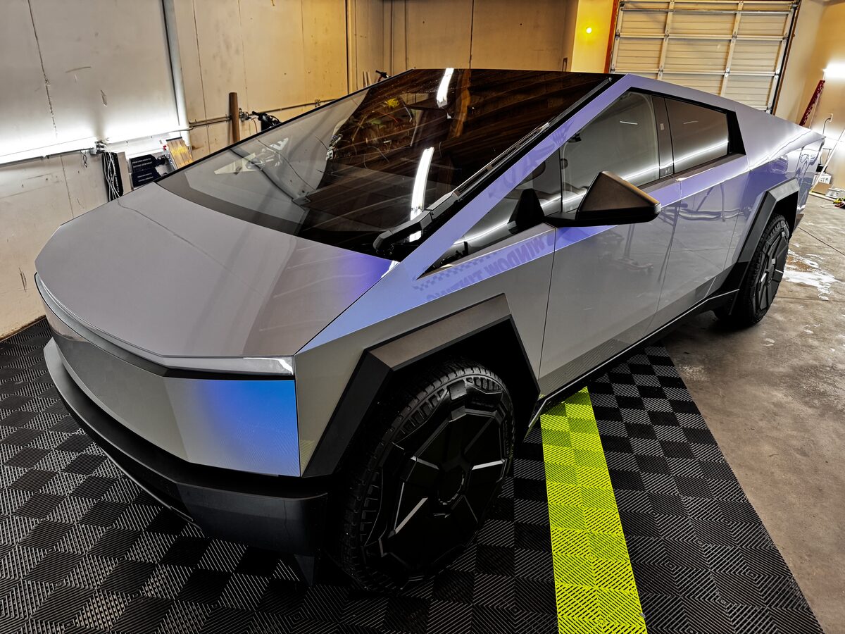 Tesla Cybertruck Azure Maya Blue Shift wrap by SeaWraps