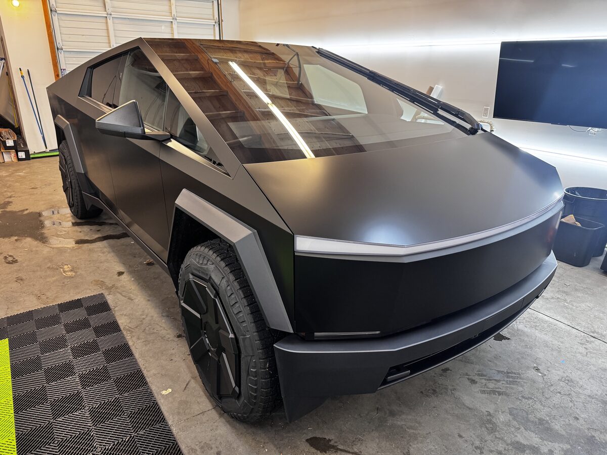 Tesla Cybertruck Satin Black wrap by SeaWraps