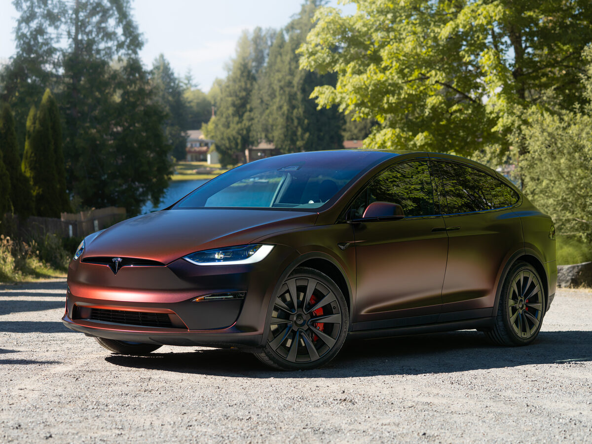 Tesla Model X Satin Solar Dawn wrap by SeaWraps