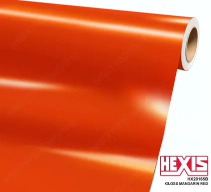 HEXIS Gloss Mandarin Red (HX20165B) vinyl wrap film swatch