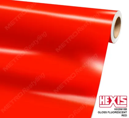 HEXIS Gloss Fluorescent Red (HX20615B) vinyl wrap film swatch