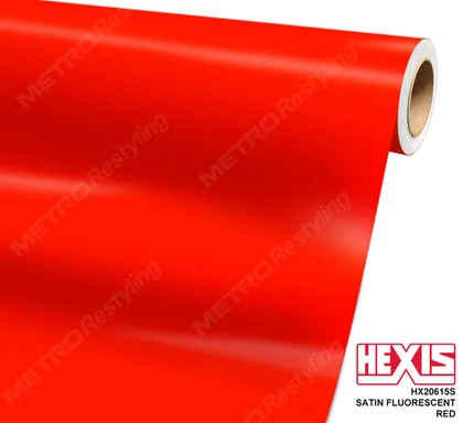 HEXIS Satin Fluorescent Red (HX20615S) vinyl wrap film swatch