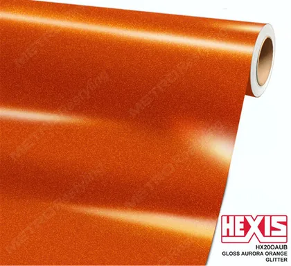 HEXIS Glitter Gloss Aurora Orange (HX20OAUB) vinyl wrap film swatch