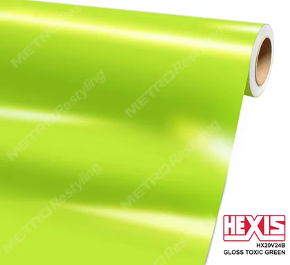 HEXIS Gloss Toxic Green (HX20V24B) vinyl wrap film swatch
