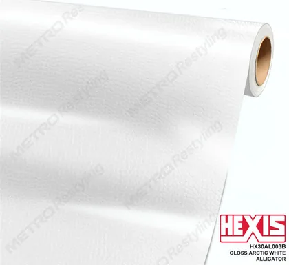HEXIS Gloss Arctic White Alligator (HX30AL003B) vinyl wrap film swatch