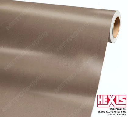 HEXIS Gloss Taupe Gray Fine Grain Leather (HX30PGGTAB) vinyl wrap film swatch