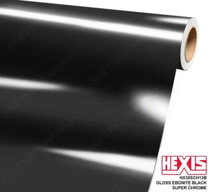 HEXIS Chrome Gloss Ebonite Black (HX30SCH13B) vinyl wrap film swatch