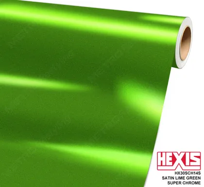 HEXIS Chrome Satin Lime Green (HX30SCH14S) vinyl wrap film swatch