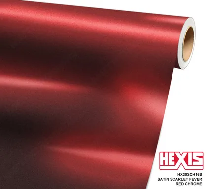 HEXIS Chrome Satin Scarlet Fever Red Super (HX30SCH16S) vinyl wrap film swatch