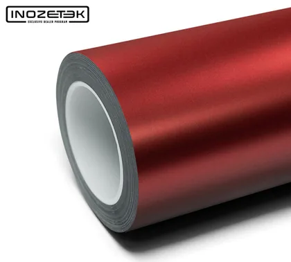 Inozetek Satin Aluminum Red (FS2003) vinyl wrap film swatch