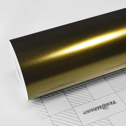 TeckWrap Satin Greenfinch gold (HM09) vinyl wrap film swatch