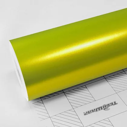 TeckWrap Satin Yellow Lime (VCH412-S) vinyl wrap film swatch